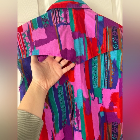 Vintage Frontier Series Western Abstract Button Up Cut Off Vest Tall Medium Mens - Picture 8 of 8